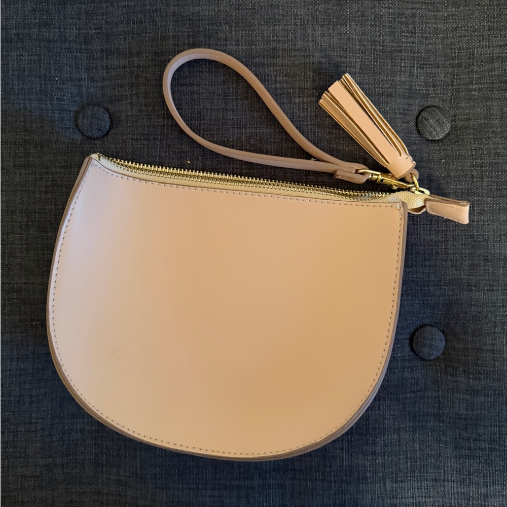 Beige Faux Leather Mini Clutch with Wrist Strap💕